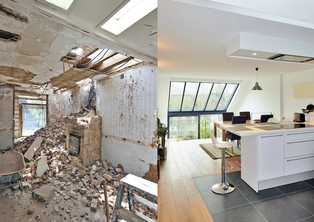 Sfeerbeeld van de verandering van een woning bij renovatie